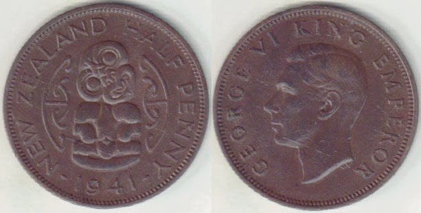 1941 New Zealand Half Penny A003382